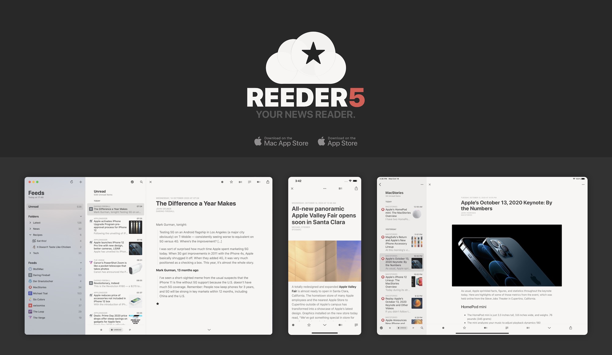 Reeder 5 für iOS, iPadOS und macOS erschienen